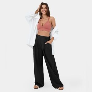 ❗️HALARA High Waisted Plicated Wide Leg Flowy Solid Palazzo Casual Cott…​